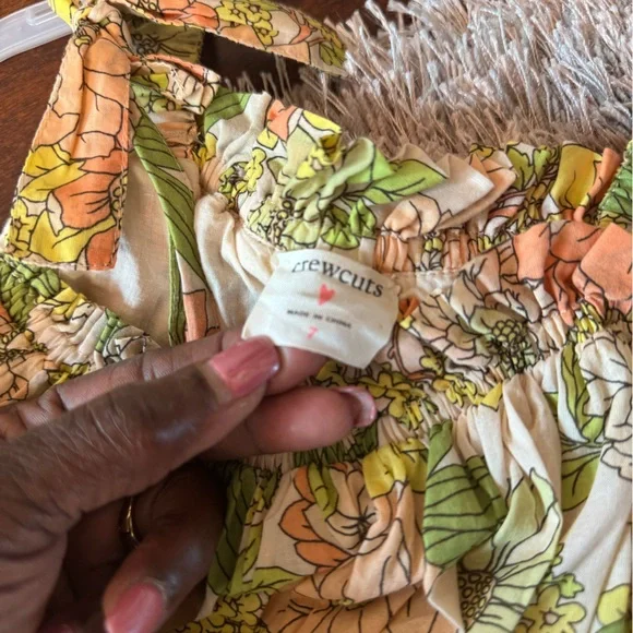 Crewcut Tie Shoulder Sundress in Zinnia Floral for Girls.  Size 7 - Picture 4 of 5